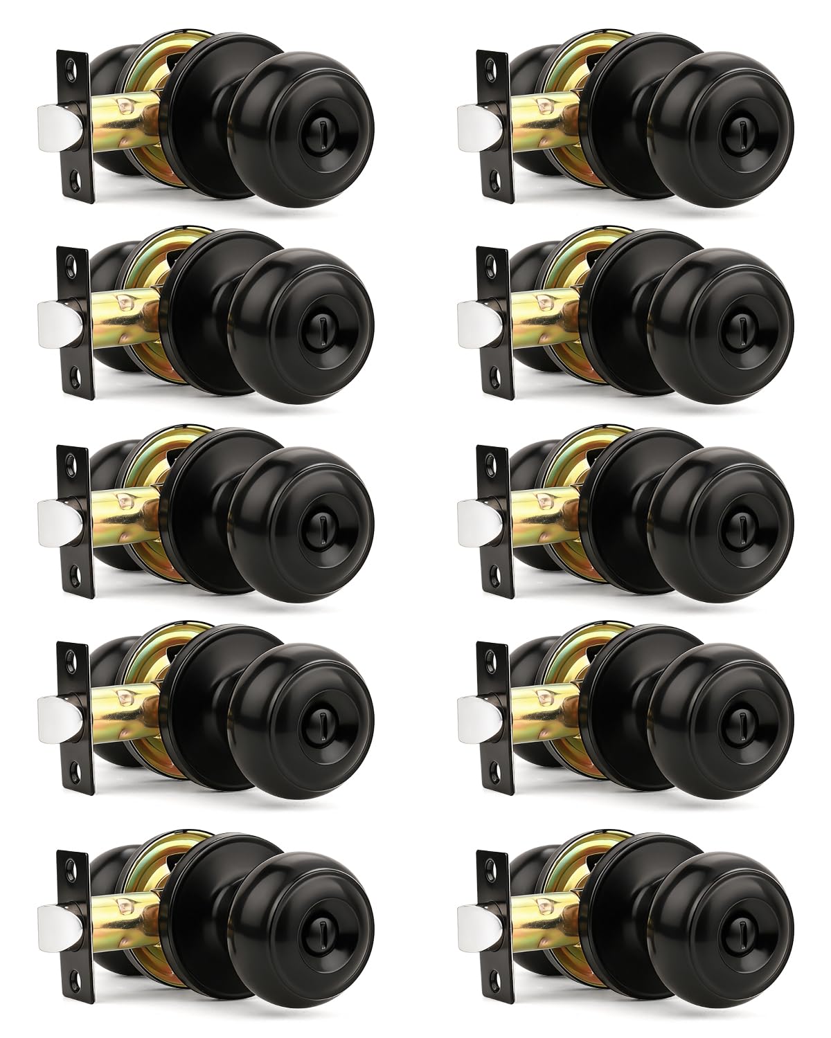 Matte Black Door Knobs - Keyless Privacy Locks -1