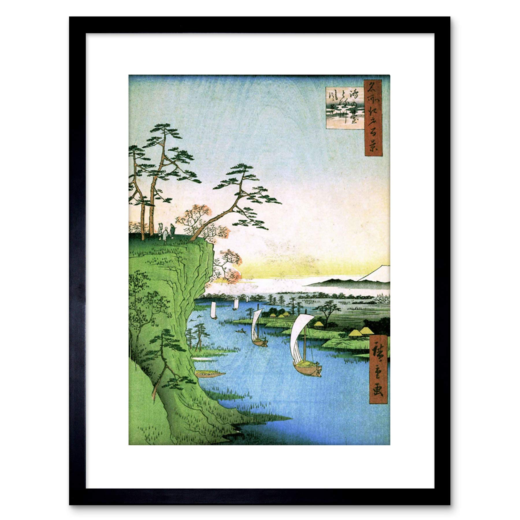 Amazon.com: PAINTING JAPANESE WOODBLOCK BOATS RIVER CLIFF