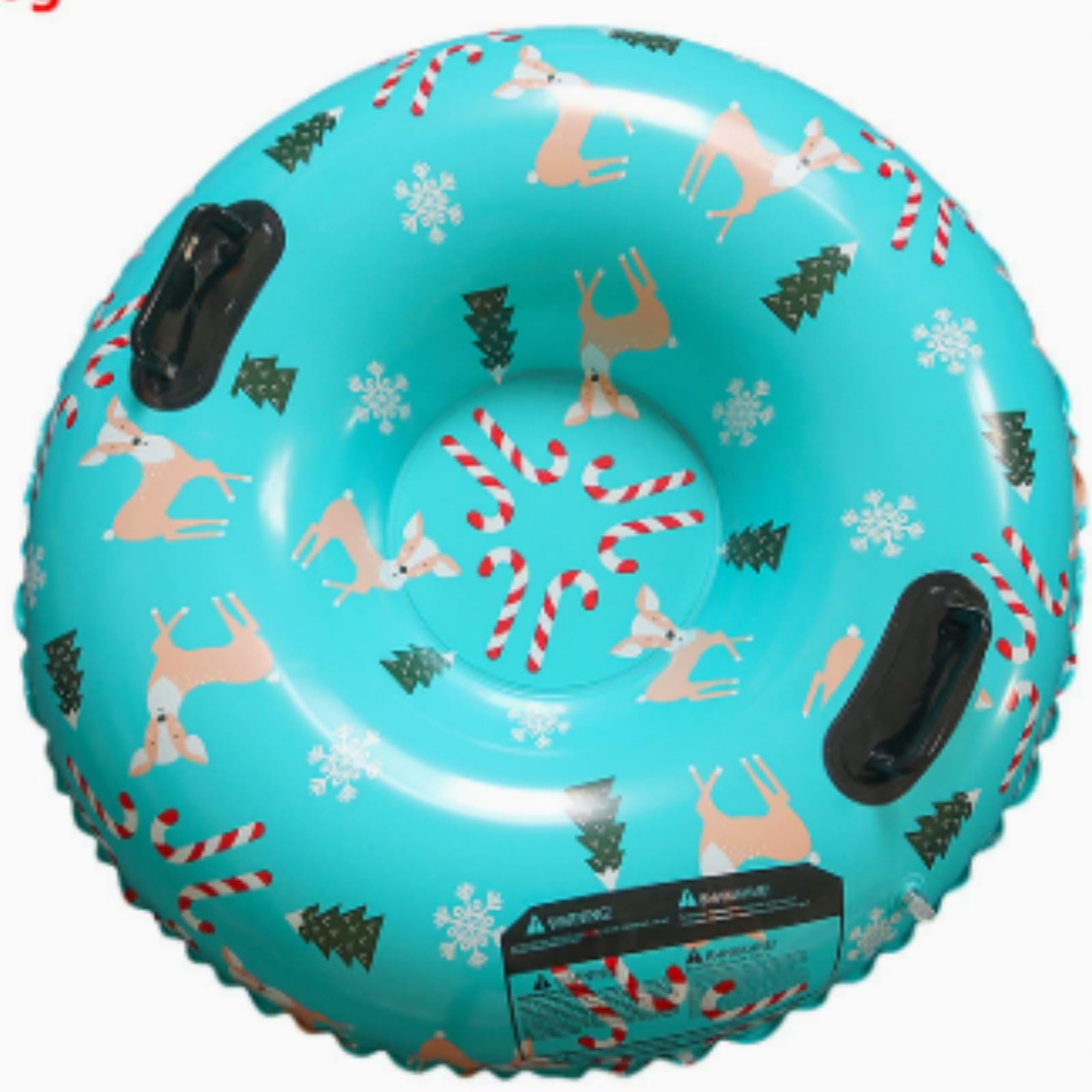 Snow Tube 90cm Sleds for Adults, Inflatable Snow Sled with Handles Heavy Duty Adult Sledge Thicken Toys forWinter Sled Sleds for Adults (Green Christmas Deer)