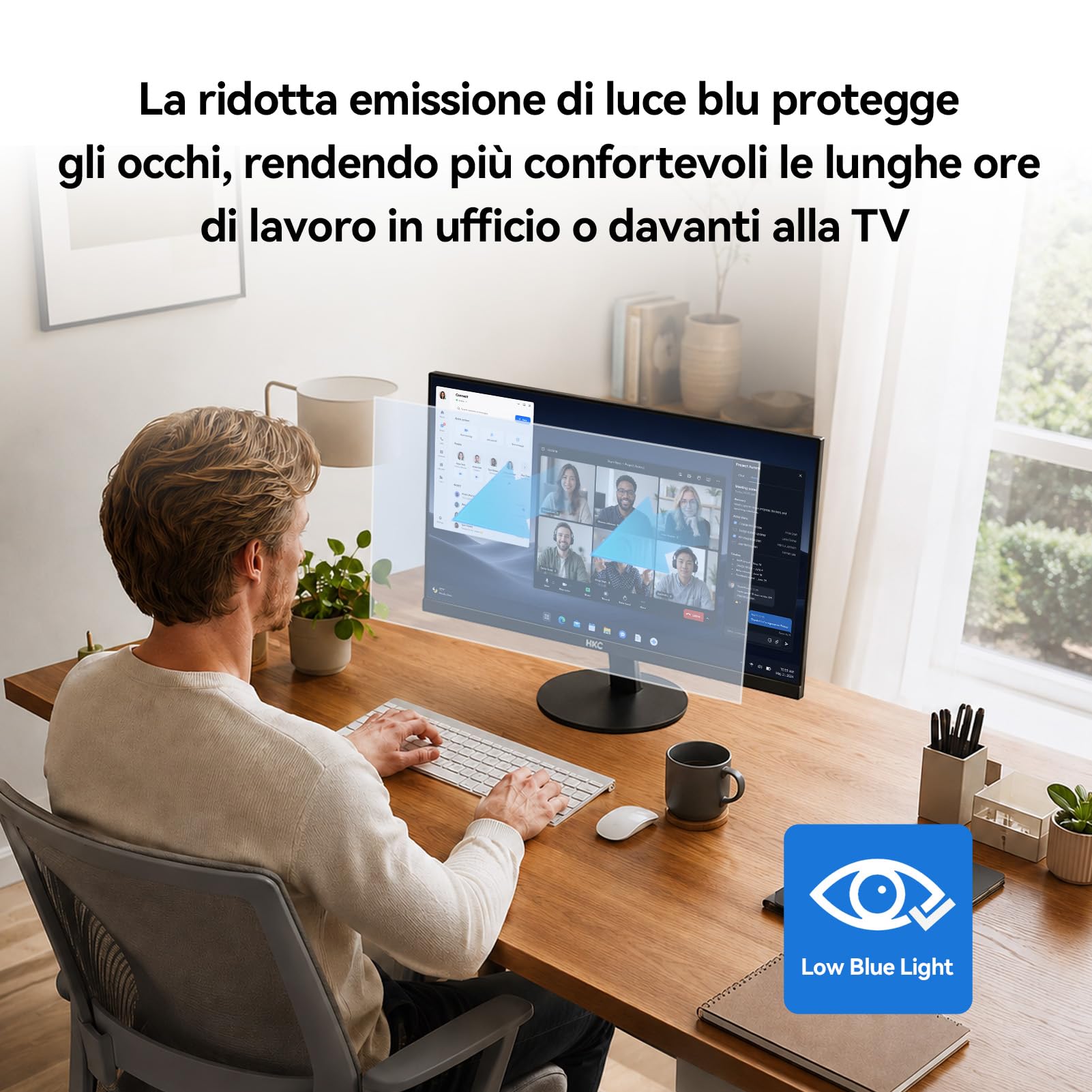 HKC 24 Pollici Full HD 1920x1080 Monitor Gaming, IPS 144Hz, Tempo di Risposta GTG 5ms, 99% sRGB, HDMI 1.4, Riduzione Luce Blu, Angolo di Visione 178°, Monitor per PC, Console e Ufficio