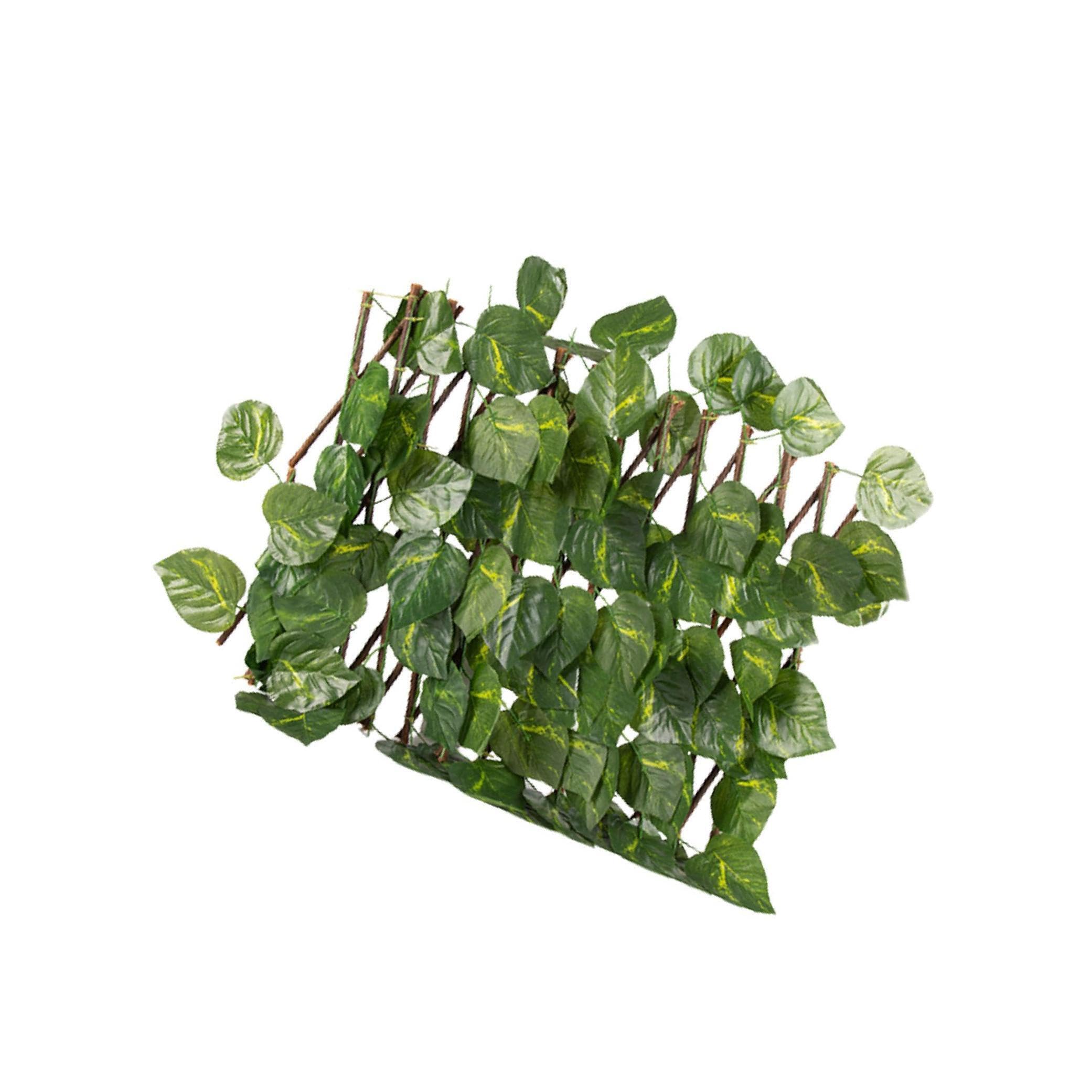 ALCXAZS Outdoor Retractable Garden Fence Privacy Screen Weather-resistant and Stylish Frame Rattan, Evergreen Leaves, 40cm Folding Height