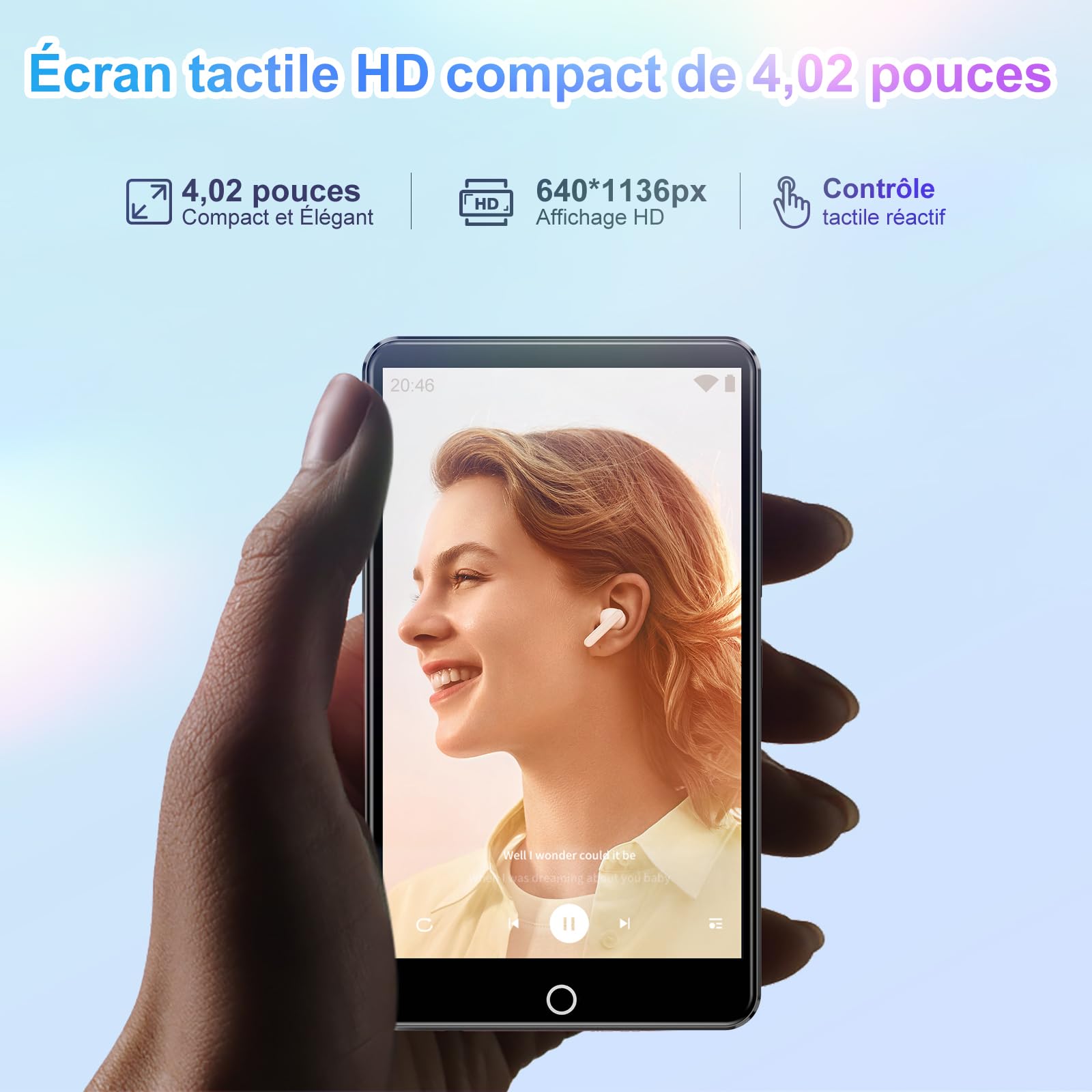 joliker 80Go Lecteur MP3 avec Bluetooth et WiFi, MP3 Player avec 13 MP Caméra Arrière, Lecteur de Musique Mp3 et Mp4 ave Spotify, Audible, Deezer, Lecteur Vidéo à écran Tactile 4.02 Pouces 1080P