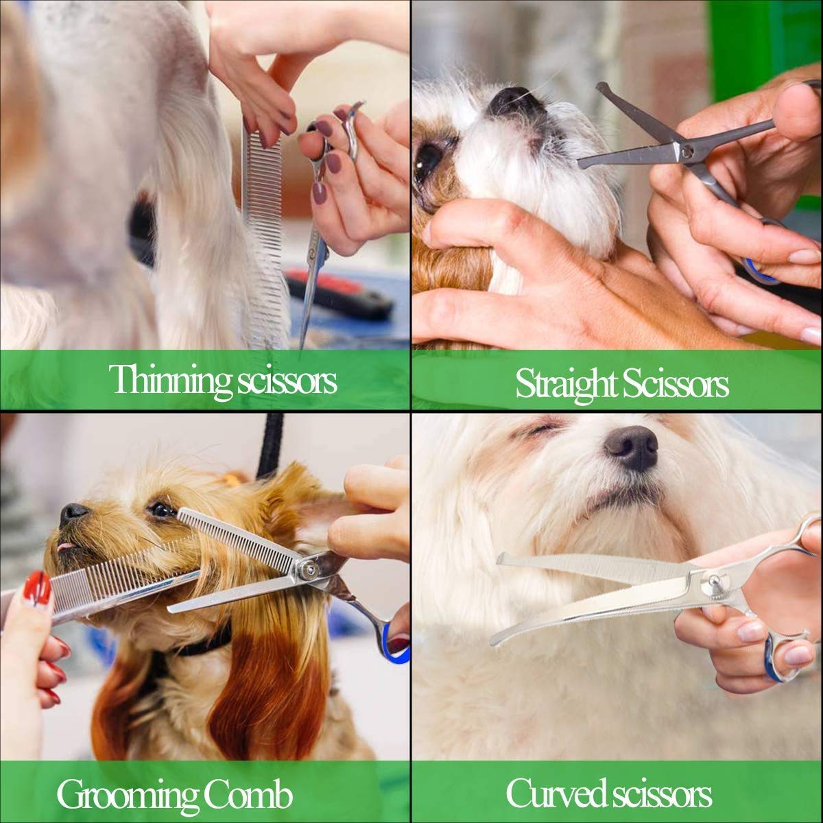 Kit de tijeras para peluquería canina de acero inoxidable, juego de tijeras para peluquería canina de 5 juegos de tijeras para peluquería canina, juego de tijeras para peluquería profesional para masc