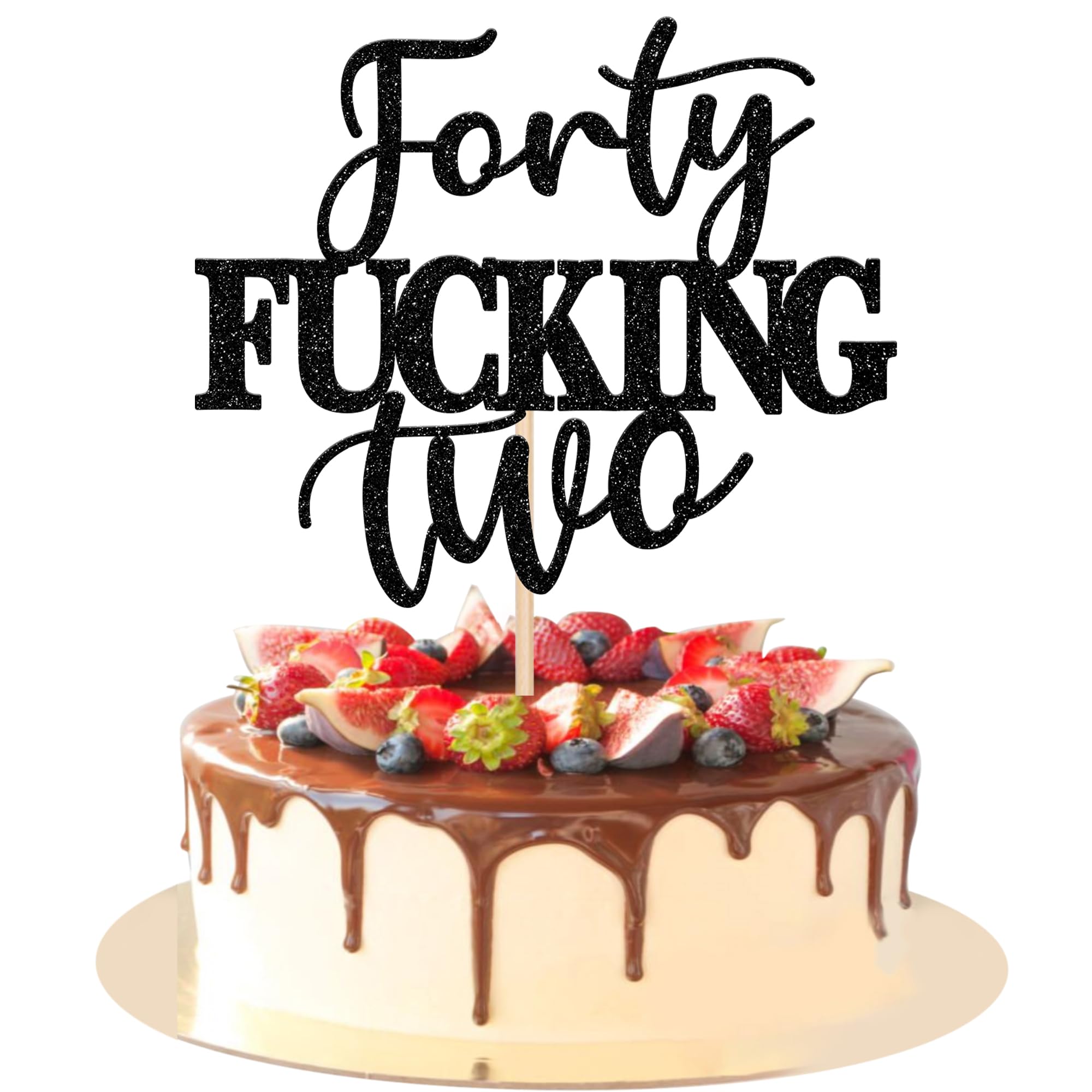 Xsstarmi 1 Pack 42th Birthday Cake Topper Glitter Forty Fucking Two Cake Pick Decoration for Cheers to 42 Fabulous Happy 42th Birthday Party Cake Decorations Supplies