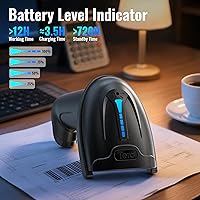 Vista 2 de Tera - Escáner de código de barras inalámbrico 1D, 2D y QR, con cable e indicador de nivel de batería, código de barras impreso y digital, portátil