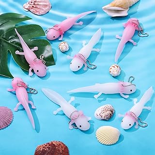 Lewtemi 8 Pieces Mini Rubber Axolotl Animals Adorable Axolotl Toy Axolotls Gifts Axolotl Toys Axolotl Party Amphibiously Decorations Tiny Animal Figurine for Axolotl Birthday Party (Pink, White)
