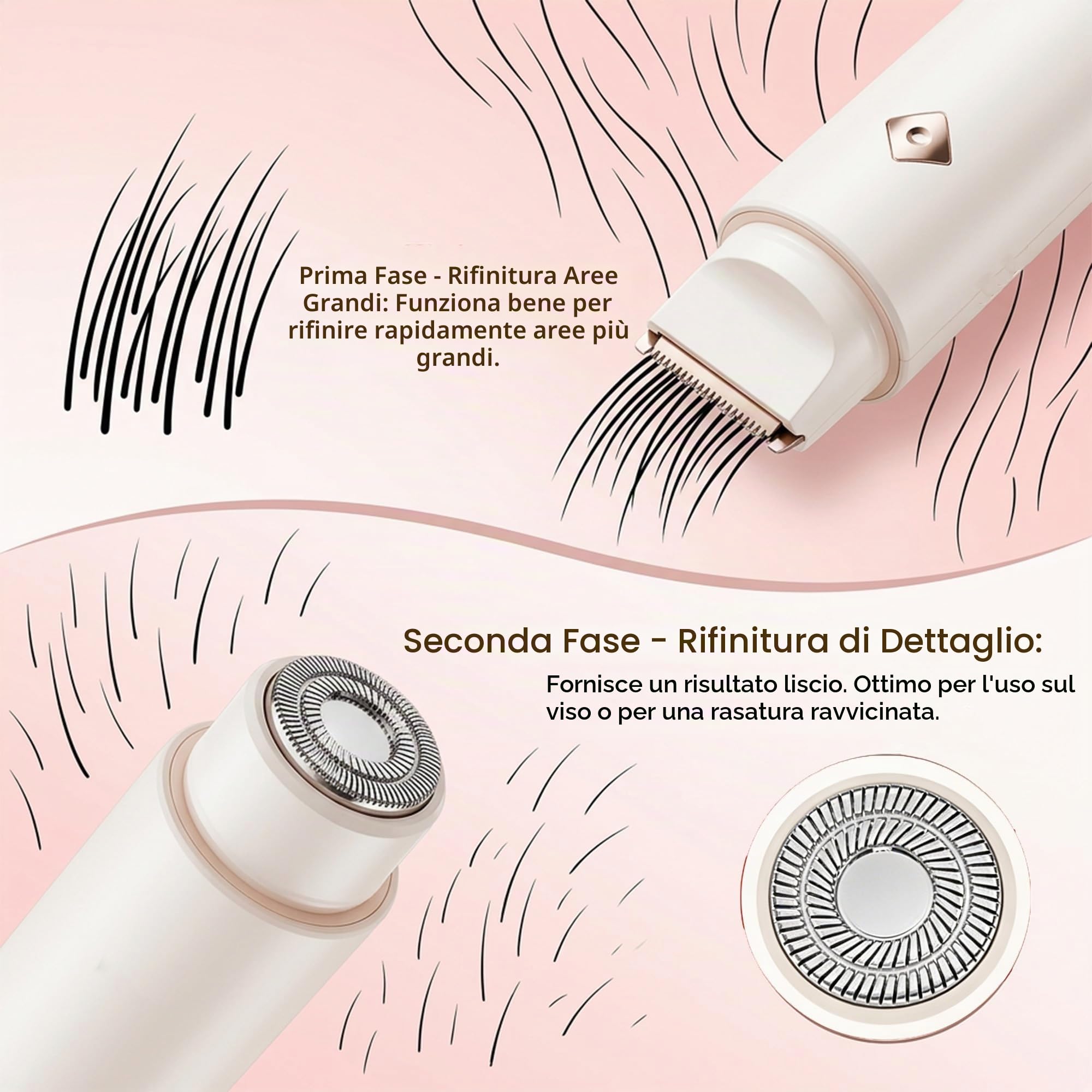 Rasoio elettrico 2 in 1 da donna, rasoio per bikini e corpo con lame in ceramica 3D, rasatura a umido e a secco, senza fili, ricaricabile (USB-C) per gambe, ascelle, viso e viaggi