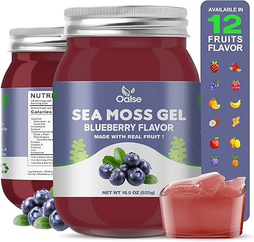 OALSE Gel de musgo marino lleno de 92 minerales esenciales y vitaminas, 15 onzas de gel nutritivo de masa marina para niños y adultos sabor manzana