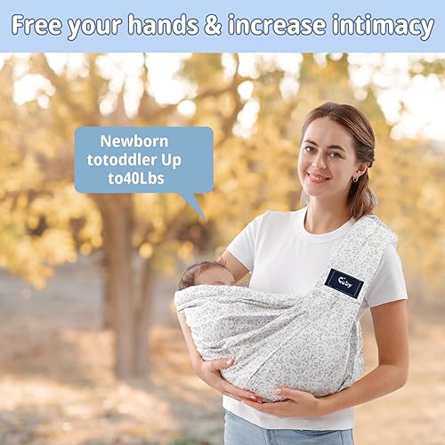 Miniatura 9 de CUBY Transportador de bebé cruzado, ajustable, transpirable, ligero, fácil de llevar, para bebés recién nacidos, para bebés y niños pequeños, para