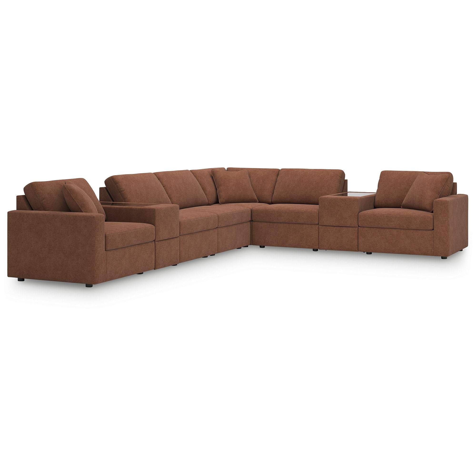 Signature Design by Ashley Large 8-Piece Modular Sofa Sectional, Spice