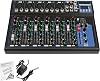 Bluetooth Portable Audio Mixer 7-Channel Professional Stereo Mixer Digital USB Computer Jack 3-Band Equalizer 6 Music Modes 48V Phantom Power Stereo DJ Mixer LCD Display For DJ,Recording,Stage