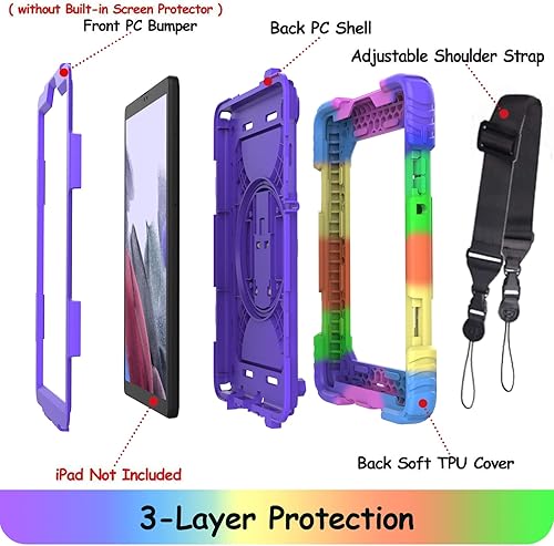 Miniatura 2 de LTROP Funda para Samsung Galaxy Tab A7 Lite de 8.7 pulgadas con correa para el hombro, soporte giratorio de 360 grados, a prueba de golpes y caídas