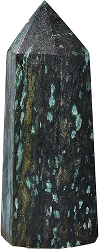 Miniatura 2 de AMOYSTONE Torre de piedra curativa, varita grande de piedra esmeralda, obelisco de punta hexagonal, irregular, 1.7-2 libras, meditación espiritual,