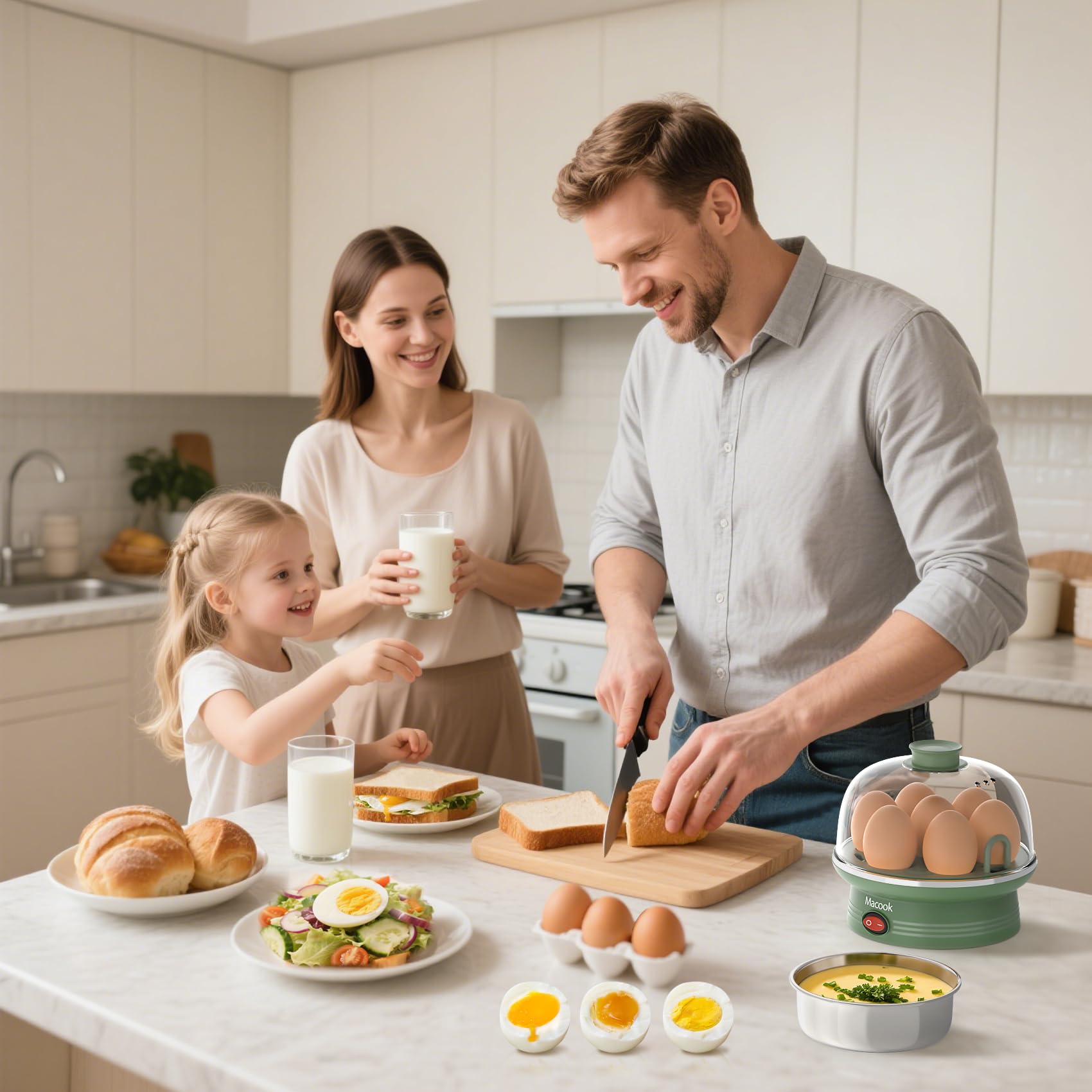 Olla rápida para huevos, olla eléctrica de huevos con capacidad para 7 huevos duros para huevos duros, medianos, suaves, escalfados, huevos al vapor, caldera de huevos con apagado automático, sin BPA, 7