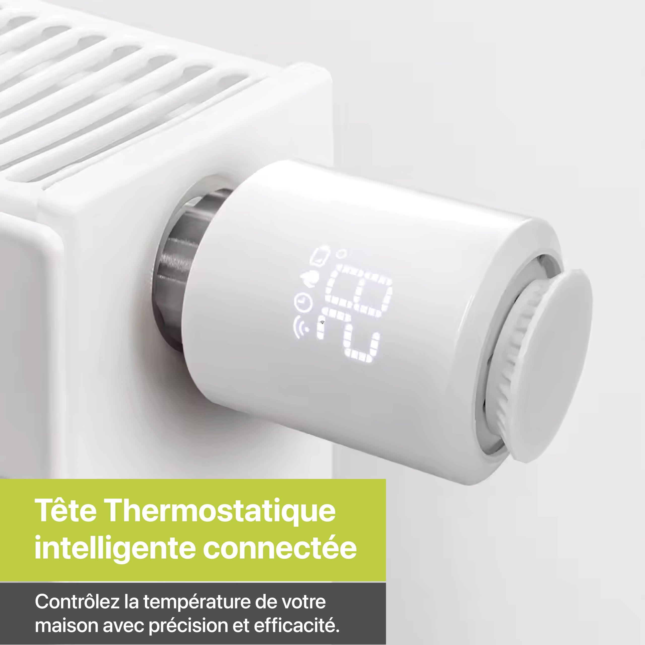 Cabezal Termostático Inteligente REKA - Control de Temperatura a través de la App Tuya, Programación, Detección de Ventanas Abiertas - Compatible con Asistentes de Voz (4, Sin Zigbee)