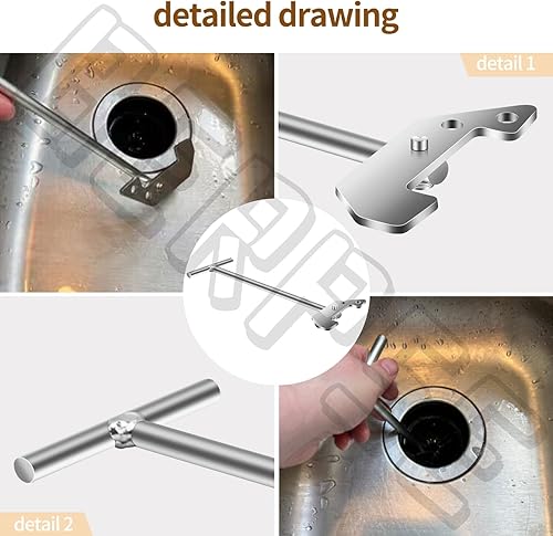 Miniatura 4 de Llave de desatascamiento compatible con trituradores de basura King y Moen, para desatascar la obstrucción del fregadero de la cocina o el desorden