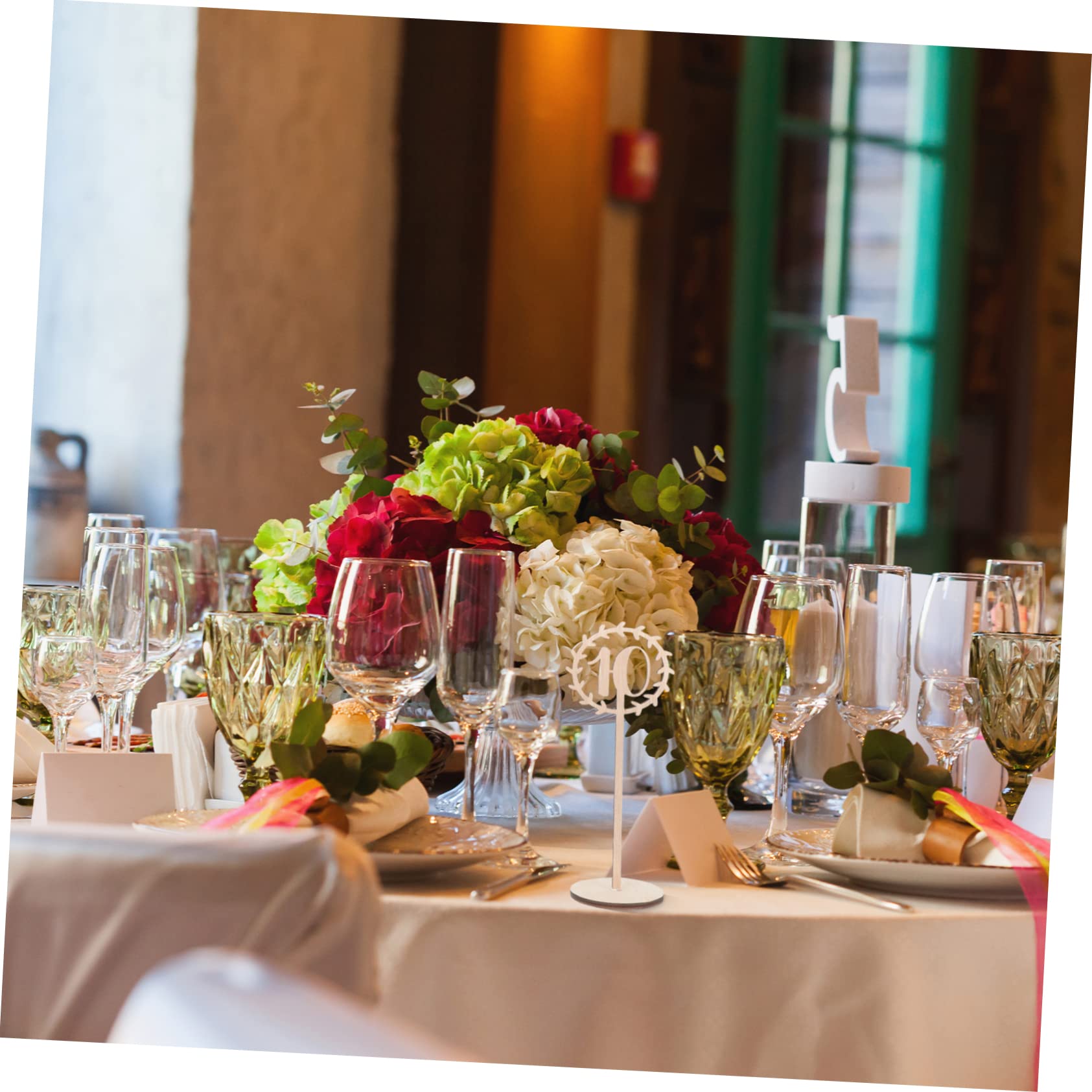 OFFSCH 20pcs Standing Table Numbers Chic Wedding Banquet Decor Wooden Table Number Sign Set