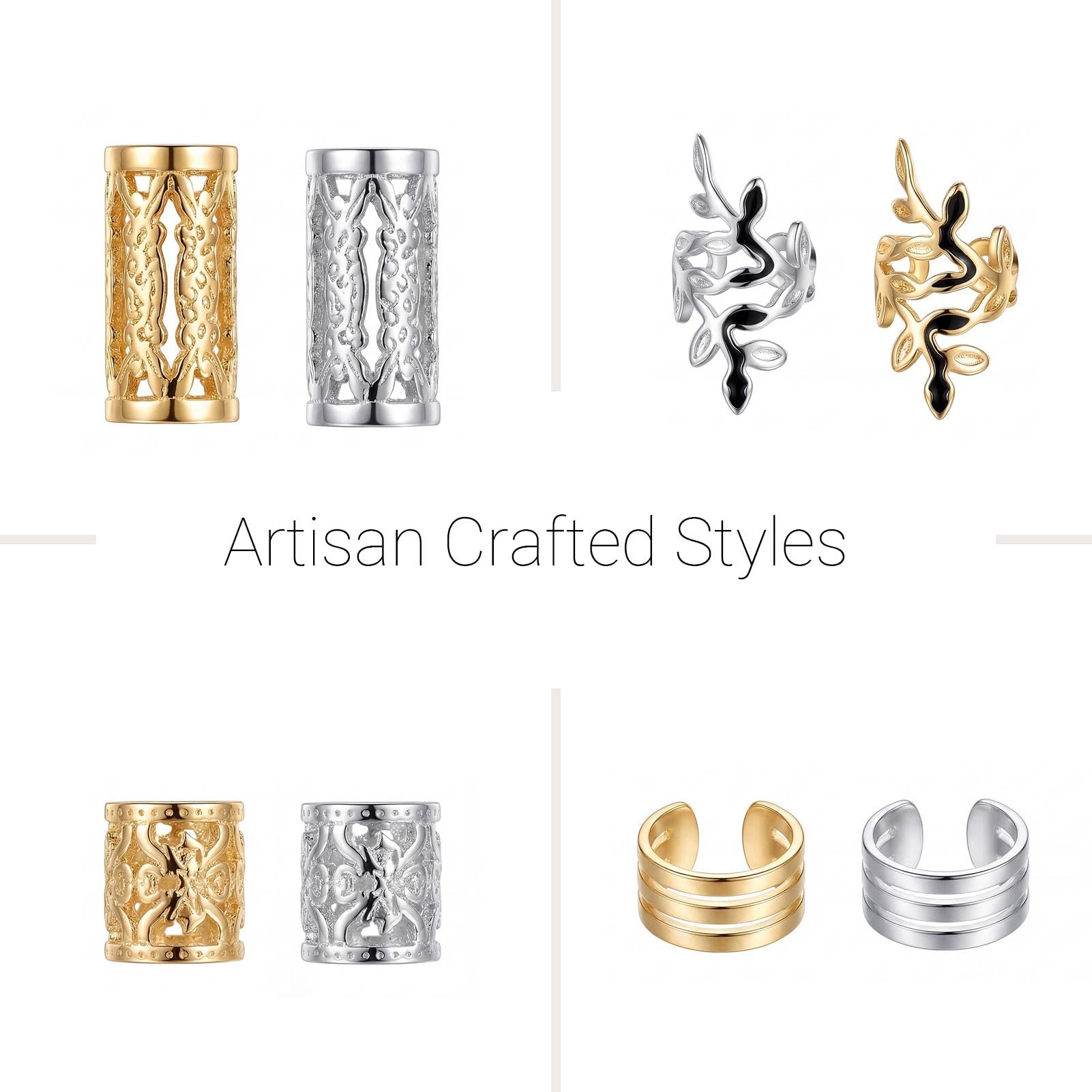 Set De 80 Accesorios Para El Cabello Dorados Y Plateados, Joyas Piratas Y Trenzas, Ajustables Y Ligeros