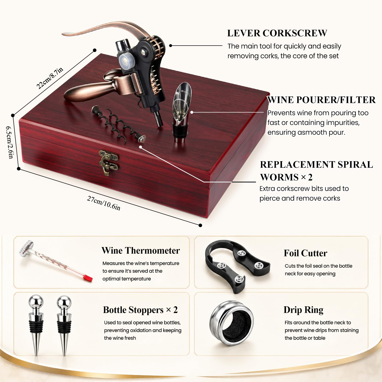 Set Apribottiglie Vino, 9 Pezzi Sommelier Apribottiglie Vino Professionale