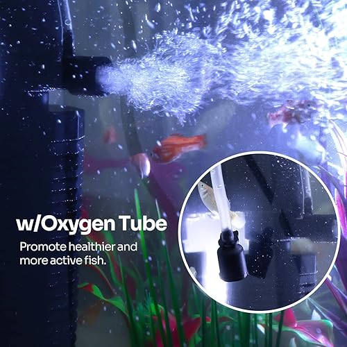 Miniatura 4 de Filtro interno de acuario para tanques de 10 a 50 galones, esponja bioquímica de 13 W de potencia con sistema de aireación, filtros sumergibles