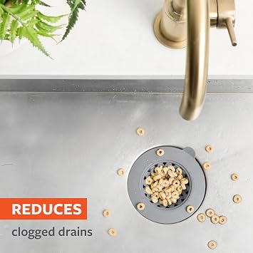 Full Circle Sinksational Sink Strainer with Stopper, White/Gray