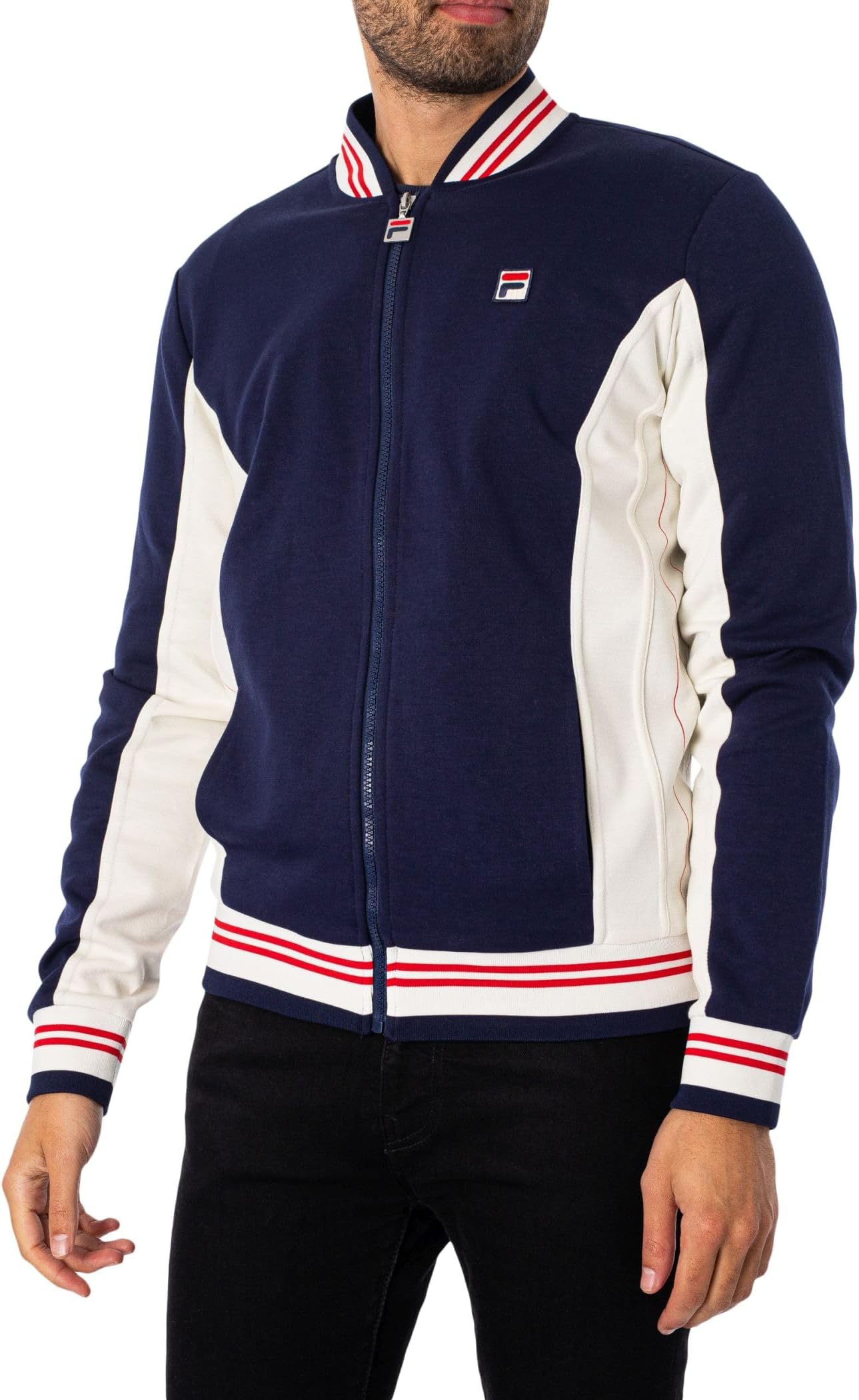 Men's Settanta Track Jacket, Peacoat/Gardenia/Chinese Red