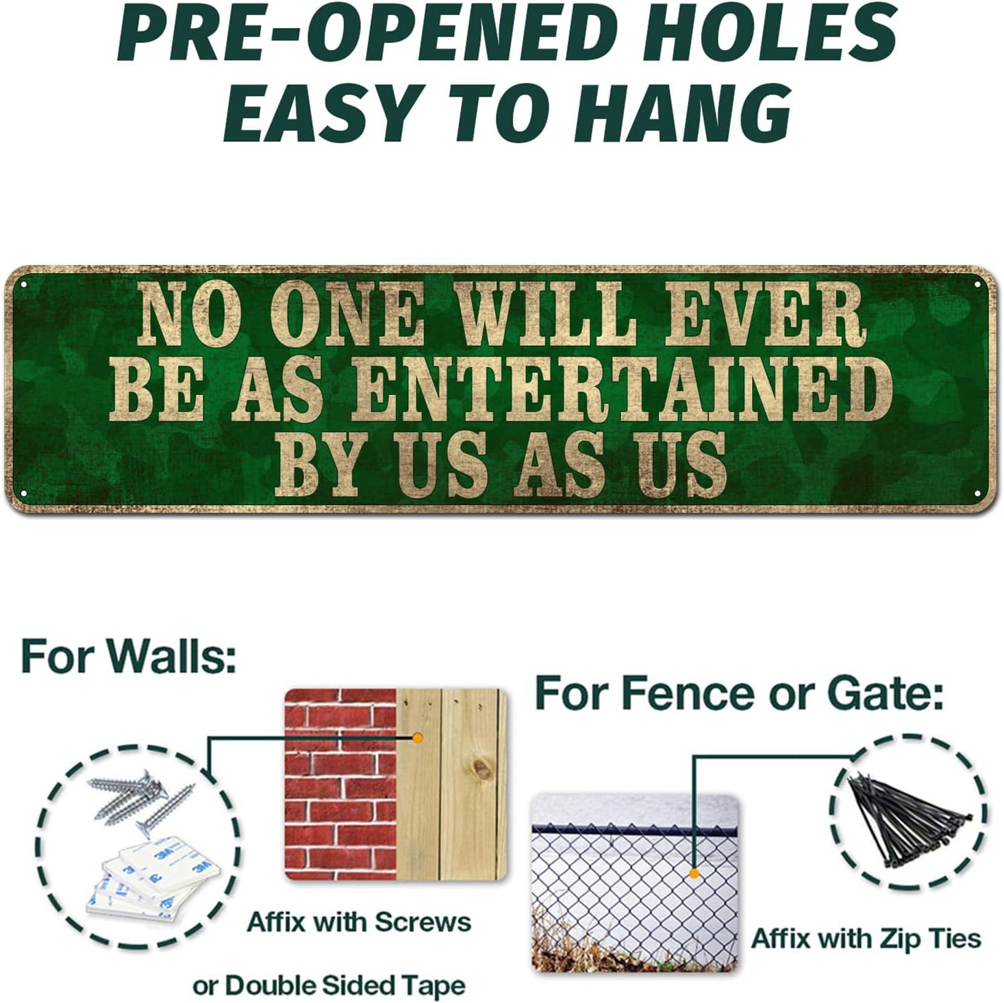 No One Entertained by Us Funny Metal Wall Decor 4x16 Inch image 3