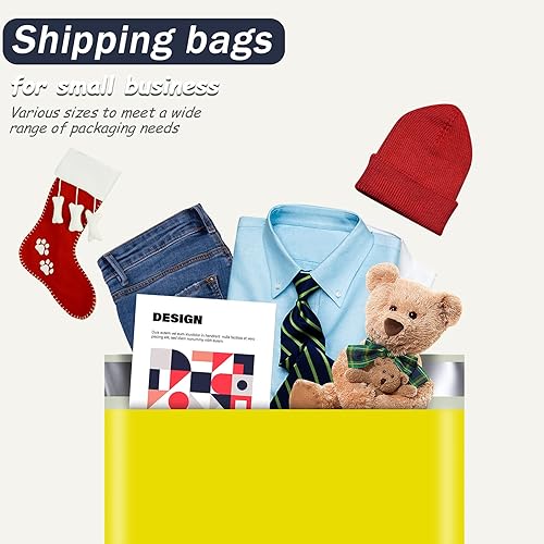Miniatura 5 de Sobres amarillos de polietileno de 10 x 13 pulgadas, 25 unidades, bolsas de envío adhesivas fuertes para ropa, sobres de correo autosellantes e