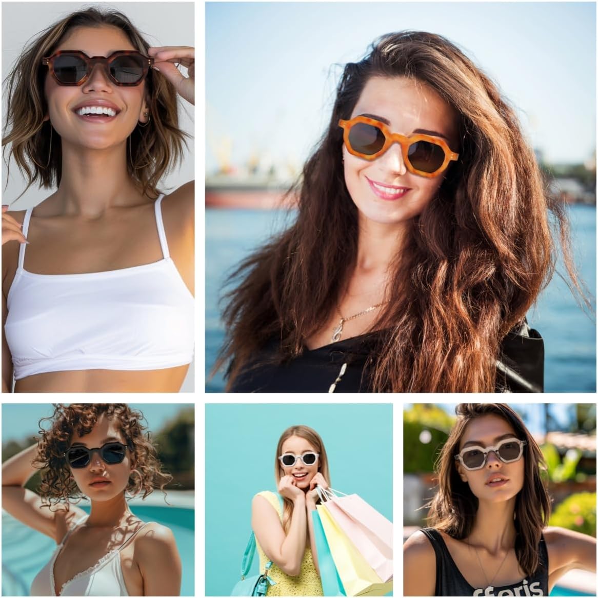 FEISEDY Octagon Sunglasses for Women - Thick Frame Fashion Rectangle Sun Glasses - Summer UV400 Protection - Image 6