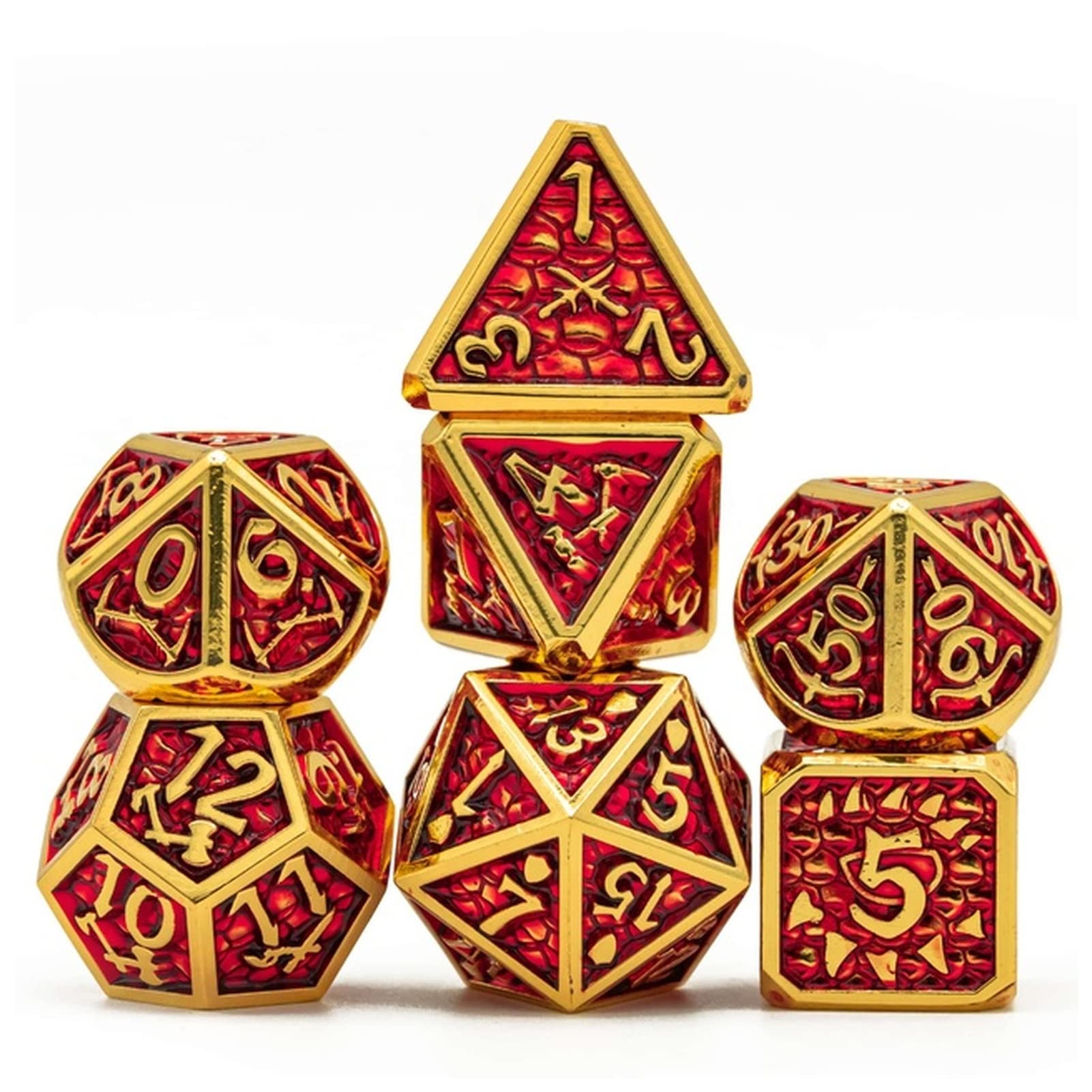 Dados Diseño de Metal D & D Dice 7 PCS DND Dados, Juego de Dados poliédricos, for Juego de rol. MTG Pionero Dado Gigante(Gold)
