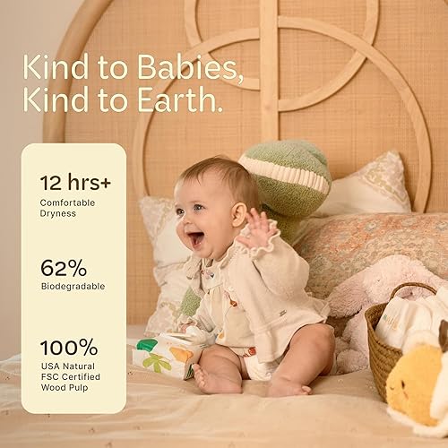 Miniatura 7 de ManuKind Pañales para bebé, infusión de miel de manuka, ultra suaves, materiales a base de plantas, comodidad de secado rápido, protección contra