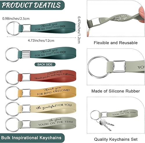 Miniatura 3 de Roowest 50 piezas de regalos inspiradores para compañeros de trabajo, regalos de agradecimiento para empleados, llaveros de silicona de goma a