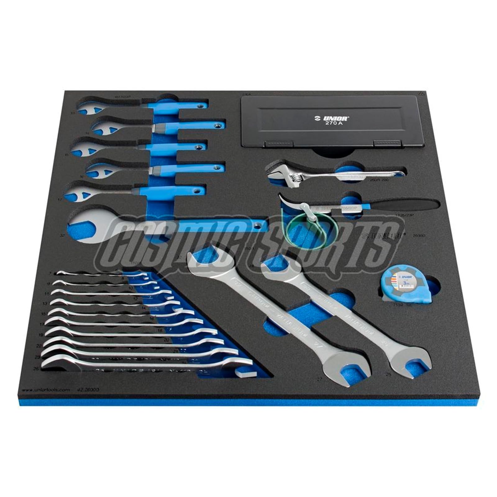 Conjunto de herramientas Unior SET2-2600D en bandeja para taller y mantenimiento