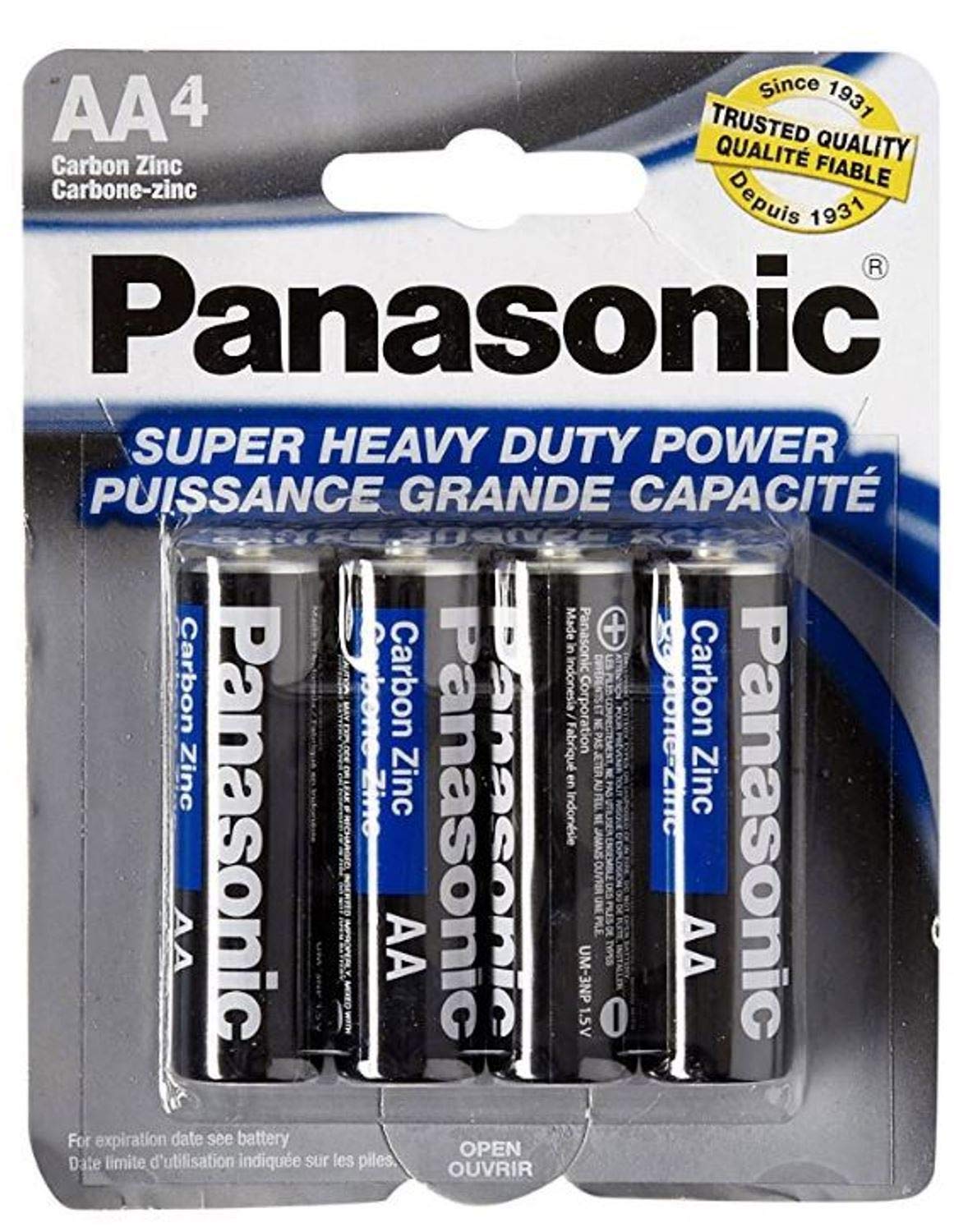 Panasonic 5741 8PC AA Batteries Super Heavy Duty Power Carbon Zinc Double A Battery 1 5V Black Pack