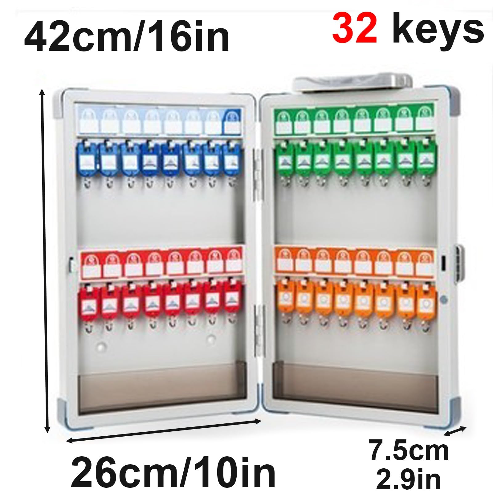 Armoire à clés à combinaison pour la maison et le bureau – Rangement sécurisé pour 24/32/40/48 clés Design durable (42 x 26 x 7,5 cm)