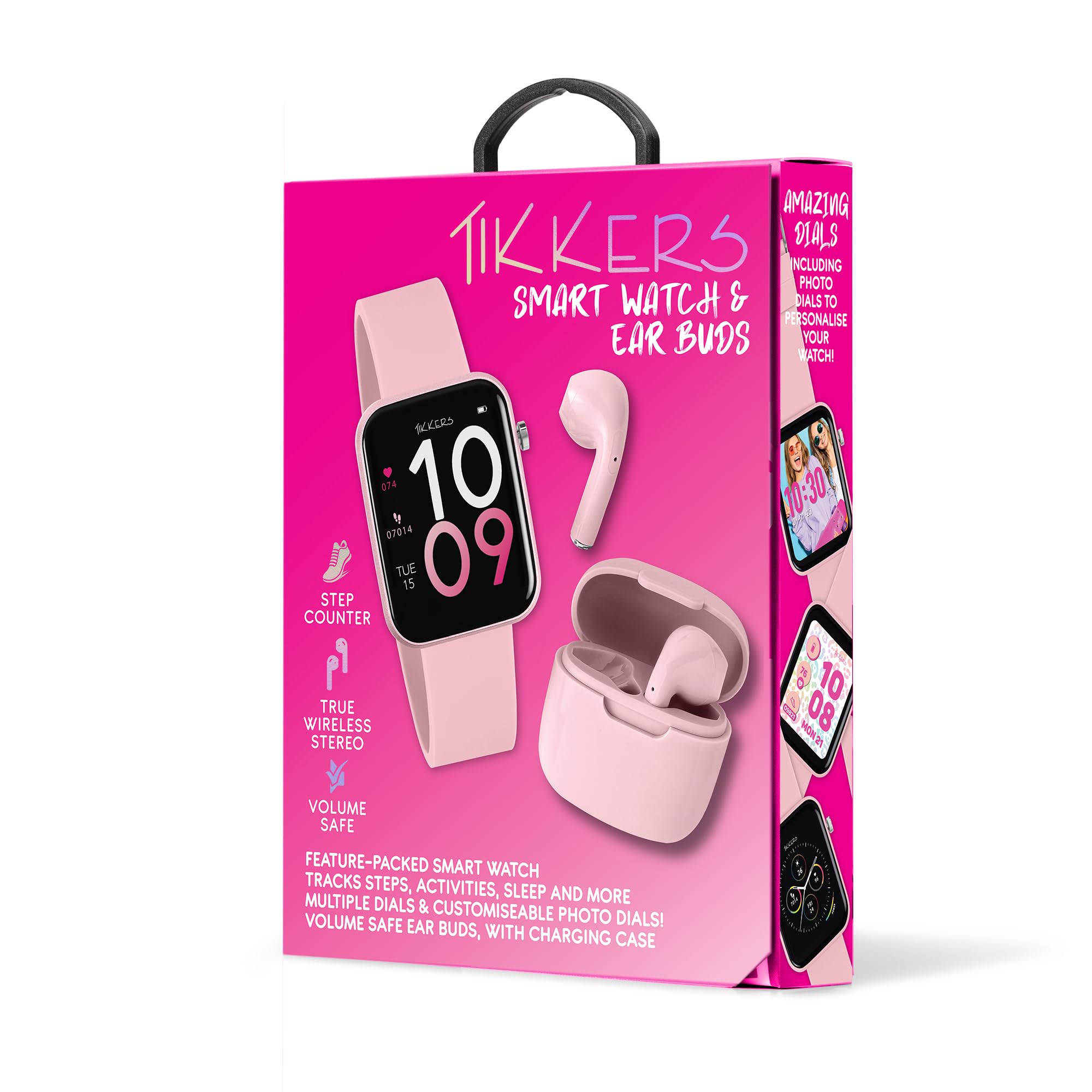 Tikkers Smart Series 13 - Set di orologi e auricolari con cinturino in silicone rosa TKS13-0031-SET