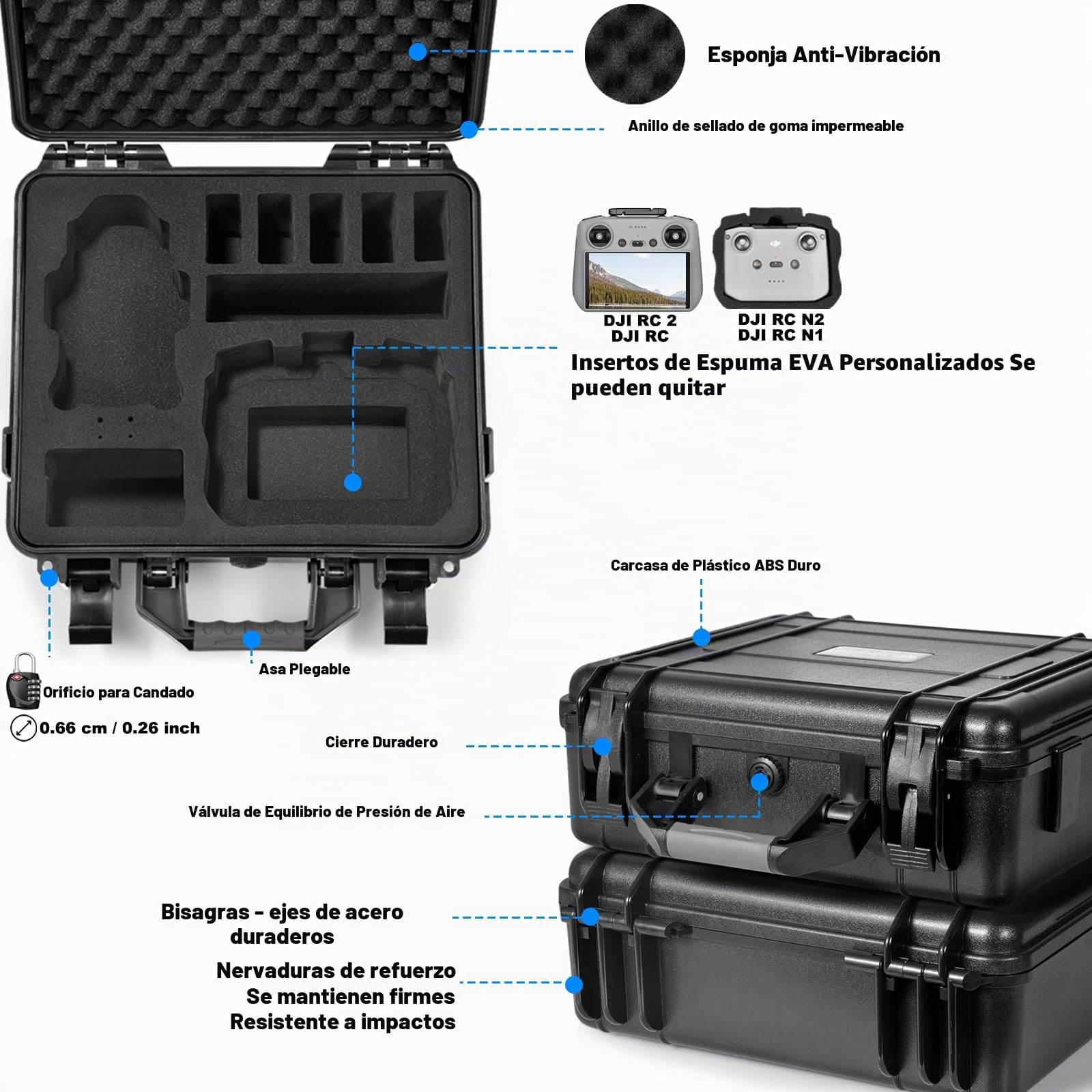 LEKUFEE Estuche de Transporte para dji Mini 4 Pro/3 Pro/Mini 3,dji RC 2/RC/N2/N1 y Accesorios (Solo Maleta)