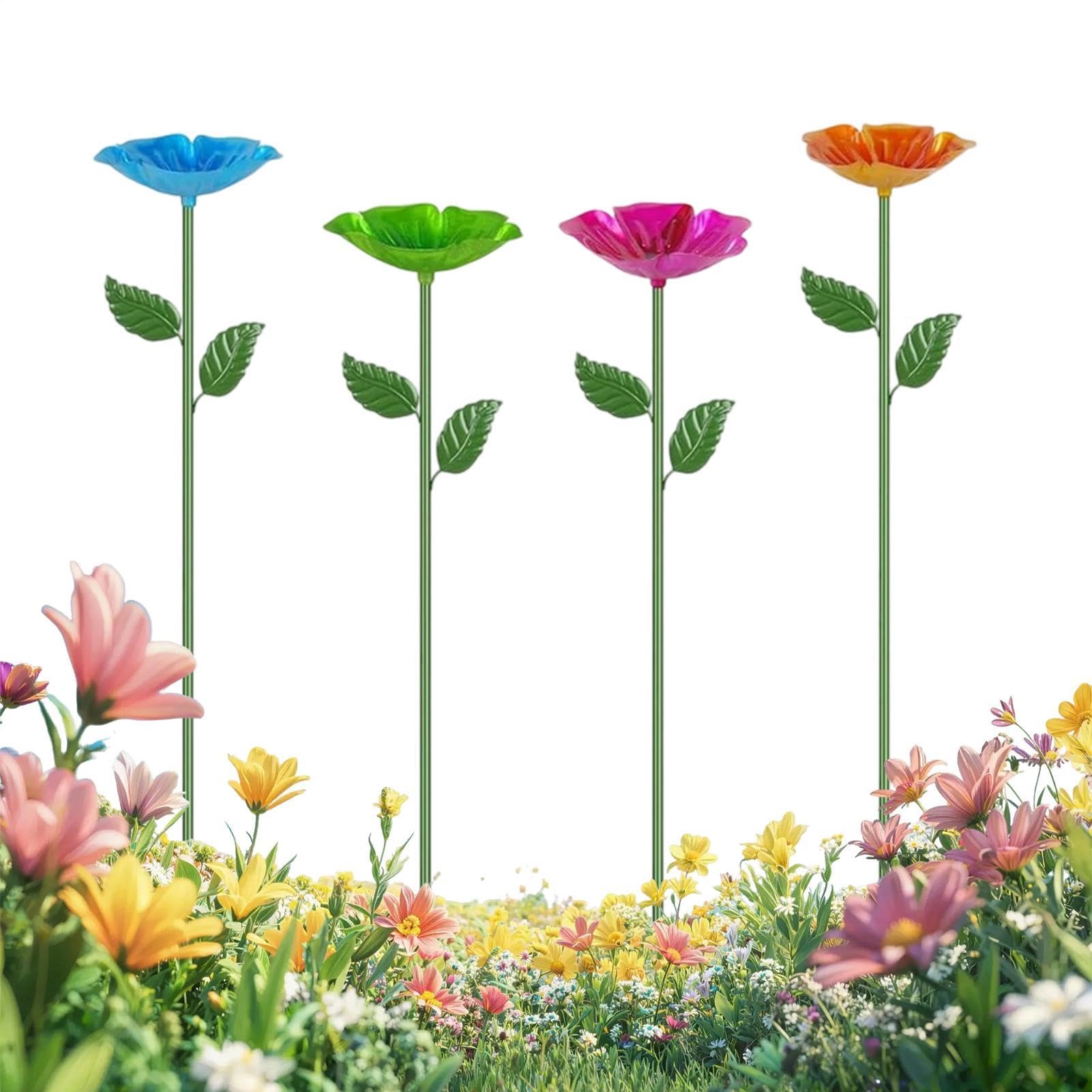 Abreuvoir à abeilles en métal avec pique pour extérieur et jardin | Lot de 4