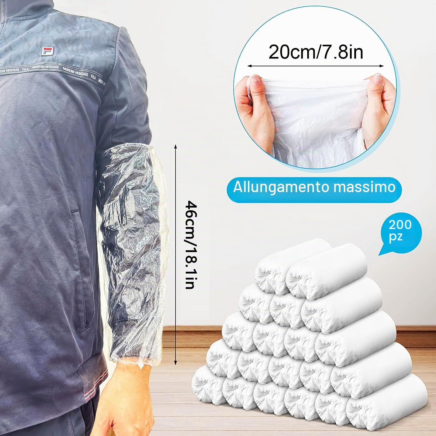 Copertura della Manica del Braccio Usa e Getta, 200 Pezzi Manicotto per Braccio Monouso per Verniciare Riparare Pulire Tatuare - Coprimaniche Monouso con Polso Elasticizzato