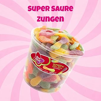Nohawa Red Band Super Sour Mega Mix 3.6 kg (3 x 1.2 kg) - Dummies Tongues & Chips Fruit Gum with Sour Sugar Coat - Storage Pack for Party Candy Bar Birthday Office & Movie Night