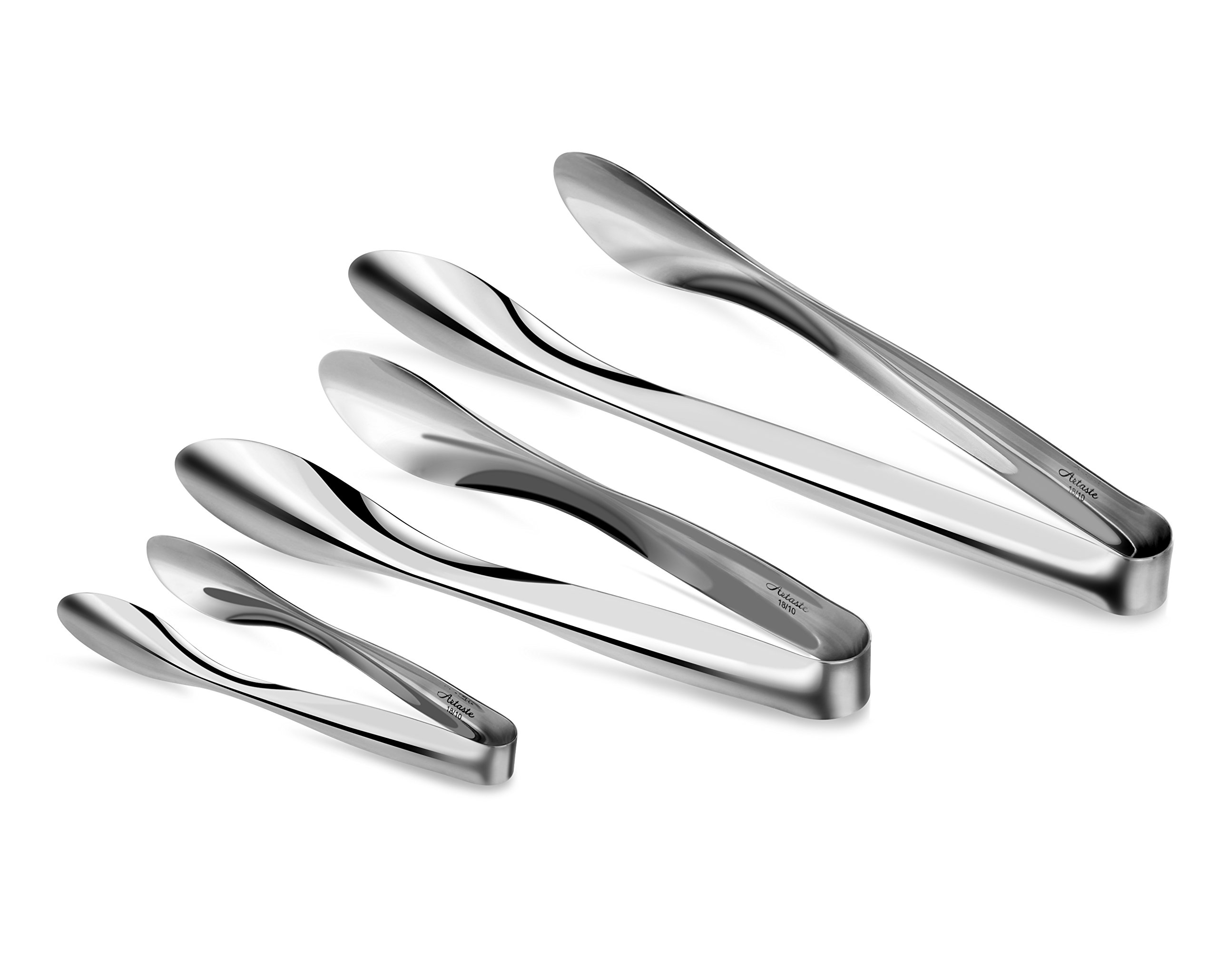 Artaste43167 Rain 18/10 Stainless Steel Utility Tongs, Set of 3
