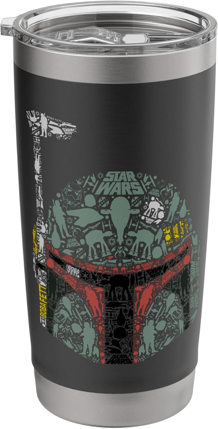 Star Wars Boba Fett Silhouette Helmet Fill Graphic T-Shirt Stainless Steel Insulated Tumbler