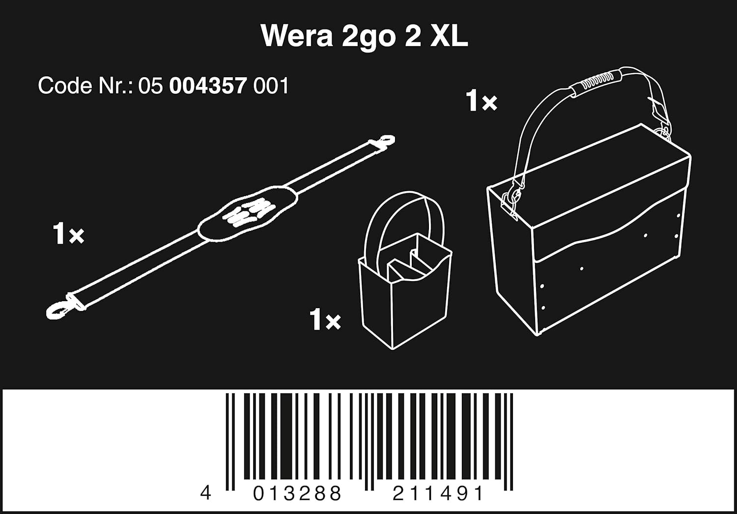 Wera 05004357001 Wera 2go 2 XL Tool Container, 2 pieces, Black