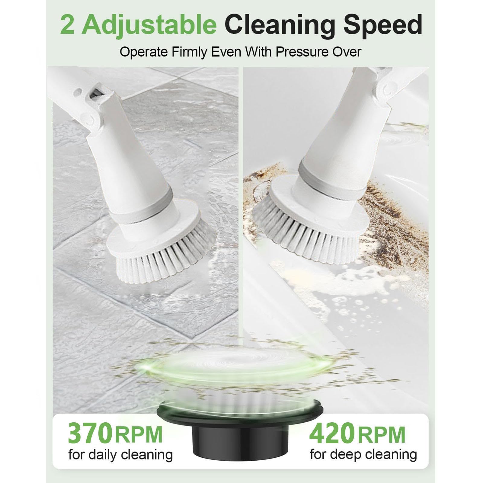 Cepillo Limpieza Hogar Electrico 6 en 1, con 2 velocidades Ajustables, Mango Ajustable Cepillo Limpieza Baño para Baño, Suelo de Baldosas y Coche