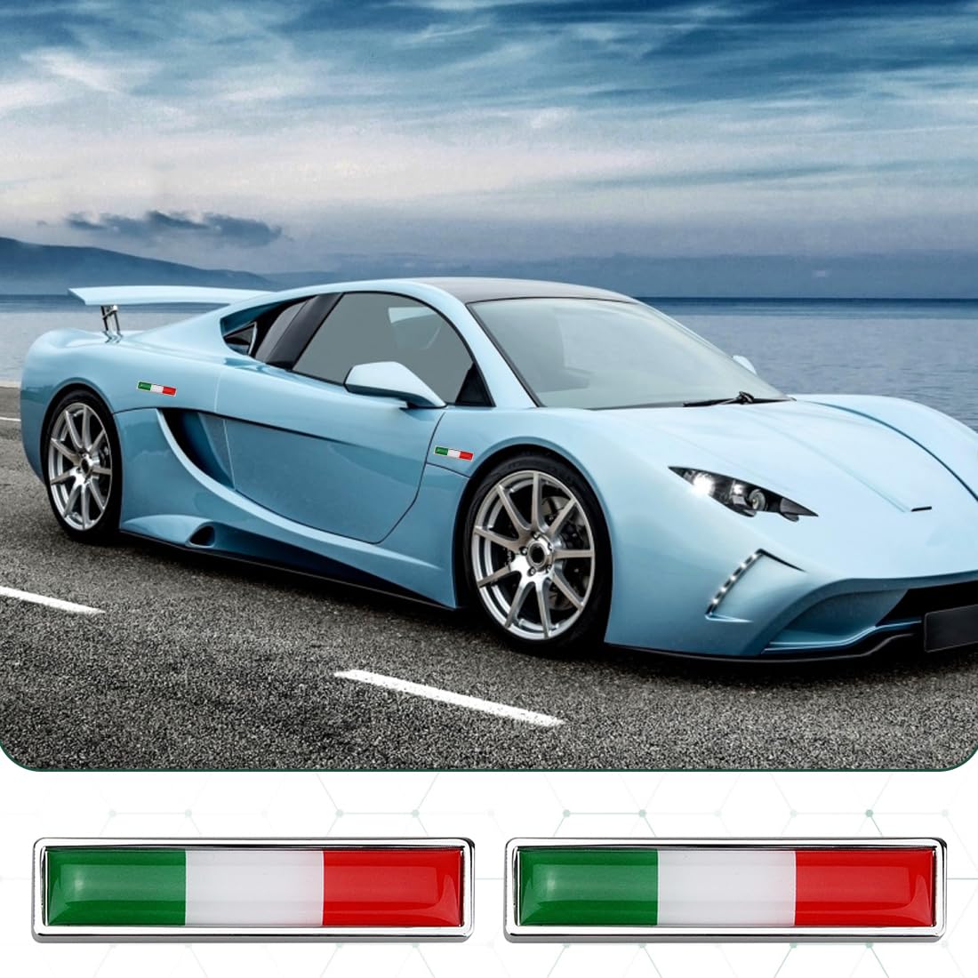 WeddHuis 2 PCS Adesivi Bandiera Italiana 3D per Auto e Moto Tuning Sticker Stemma Adesivo Tricolore Italia Esterno Emblema