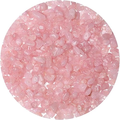 LAIDANLA Cuarzo rosa, 400 cuentas de piedra natural con chip de 5 a 0.315in, piedras preciosas irregulares perforadas, cuentas de cristal sueltas