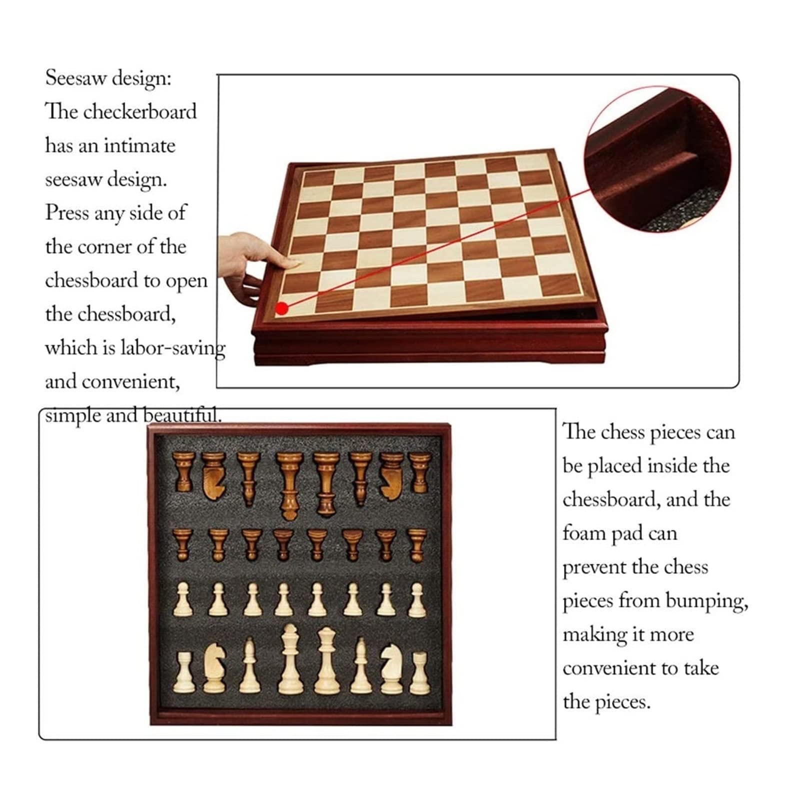 Set Di Scacchi Internazionale Gioco Da Tavolo A Scacchi, Set Di Scacchi In Legno Con 32 Pezzi Degli Scacchi In Betulla, Pezzi Fatti A Mano Scacchi Internazionali Scacchiera Professionale ( Size : 45*4