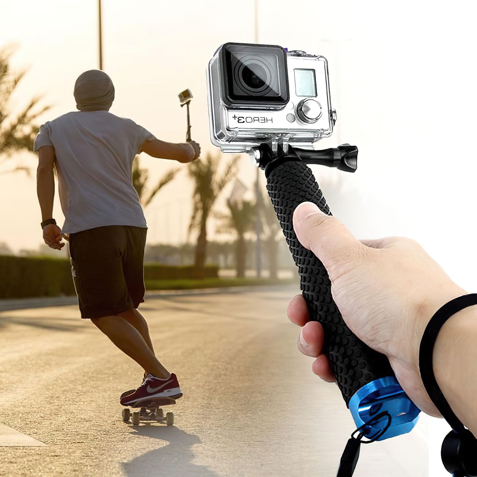 Drążek teleskopowy, kijek do selfie do kamery Gopro, Selfie Stick Action Cam, 19 drążków przedłużających, statyw jednonożny do GoPro Hero 12/11/10/9/8/7 DJI Osmo Action Black SJCAM Xiaomi