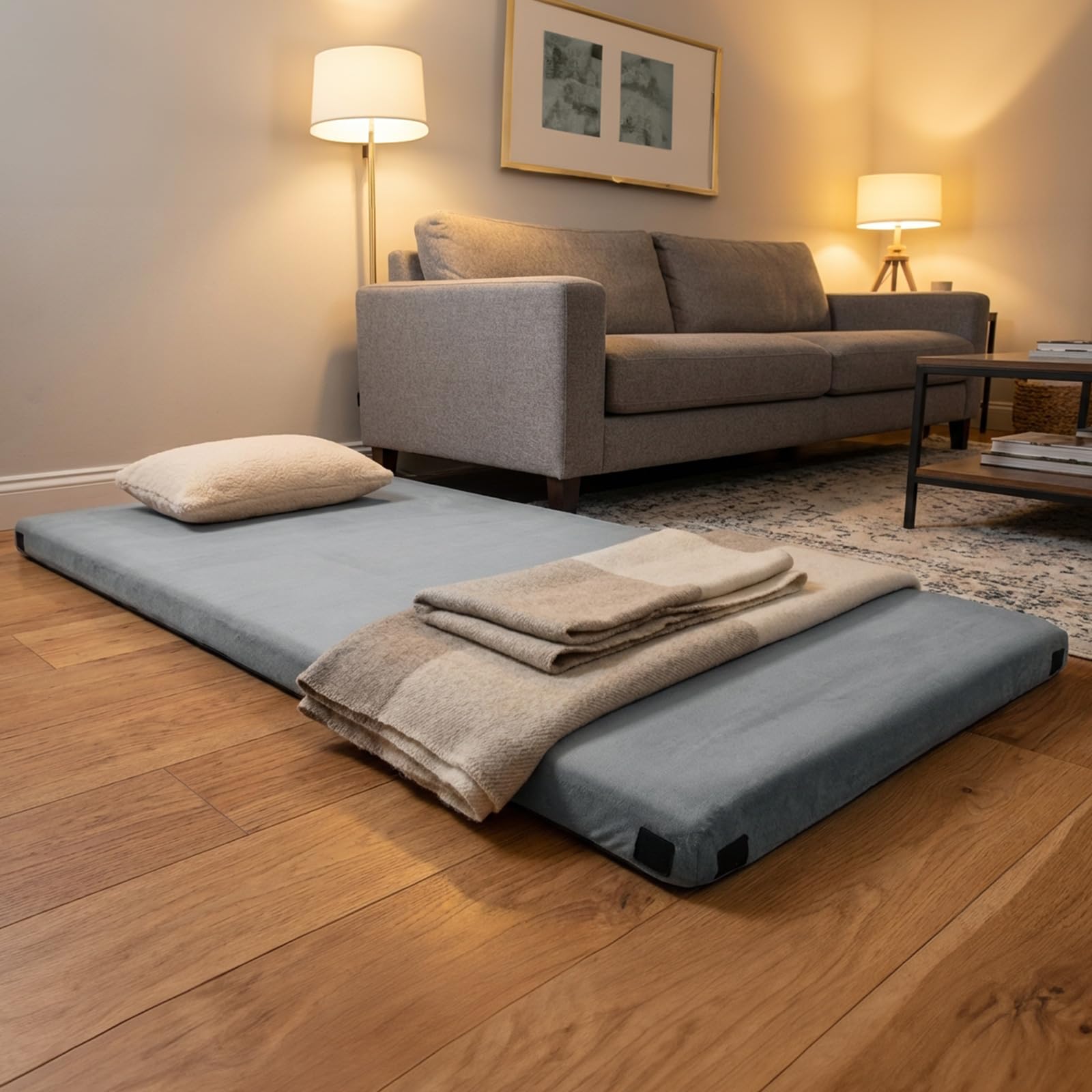 Willpo Materasso in Memory Foam per Campeggio con Borsa da Viaggio, Materassino Portatile Leggero per Tende, Letti per Ospiti, Casa - Grigio, Singolo Piccolo