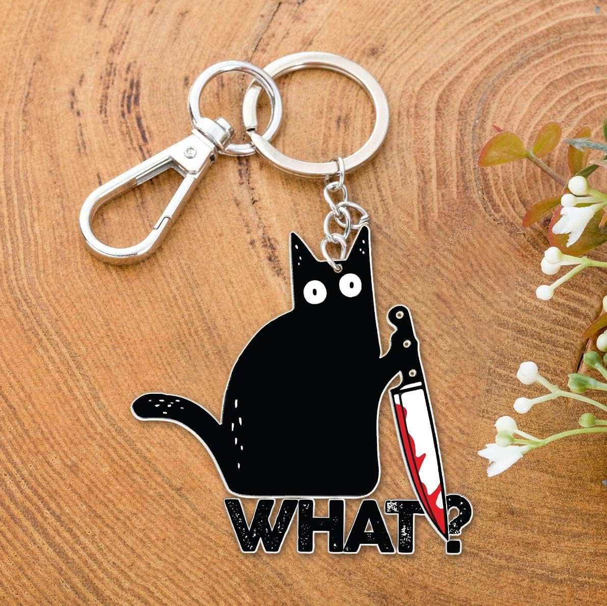 DongNaiWin Funny and Cute Black Cat Metal Keychains for Men and Women, Funny Bag Charm for Women - Image 4